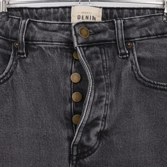 Sezane Denim High Waisted Button Fly Jeans Charcoal Gray Womens Size 40 Casual - Picture 3 of 7